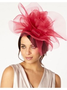 Designer Pink Meshed Rose Headband - predominant colour: hot pink; occasions: evening, occasion; type of pattern: light; style: fascinator; size: large; material: sinamay; pattern: plain; embellishment: corsage