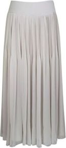 Pleat Maxi Skirt - pattern: plain; fit: loose/voluminous; waist detail: wide waistband/cummerbund; waist: mid/regular rise; predominant colour: light grey; occasions: casual, evening, work; length: floor length; style: maxi skirt; fibres: polyester/polyamide - 100%; hip detail: soft pleats at hip/draping at hip/flared at hip; texture group: sheer fabrics/chiffon/organza etc.; pattern type: fabric; pattern size: standard