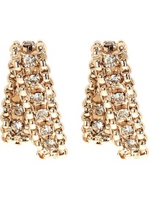 Karma Earrings, Gold - predominant colour: gold; occasions: evening, occasion; style: drop; length: short; size: large/oversized; material: chain/metal; fastening: pierced; finish: metallic; embellishment: crystals