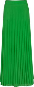 Women's Miquaj Pleated Maxi Skirt, Green - pattern: plain; fit: loose/voluminous; waist: mid/regular rise; predominant colour: emerald green; occasions: evening, occasion; length: floor length; style: maxi skirt; fibres: polyester/polyamide - 100%; hip detail: structured pleats at hip; texture group: sheer fabrics/chiffon/organza etc.; pattern type: fabric; pattern size: standard