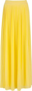Women's Ochelle Split Front Maxi Skirt, Yellow - pattern: plain; fit: loose/voluminous; waist: mid/regular rise; predominant colour: yellow; occasions: evening, occasion, holiday; length: floor length; style: maxi skirt; fibres: polyester/polyamide - stretch; hip detail: soft pleats at hip/draping at hip/flared at hip; texture group: sheer fabrics/chiffon/organza etc.; trends: fluorescent; pattern type: fabric; pattern size: standard