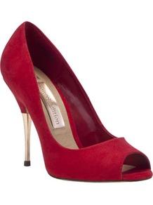 Limited Edition Metallic Heel Stilettos - predominant colour: hot pink; occasions: evening, work, occasion; material: fabric; heel height: high; heel: stiletto; toe: open toe/peeptoe; style: courts; finish: plain; pattern: plain; embellishment: chain/metal