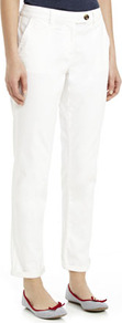 Stretch Chinos - pattern: plain; waist detail: fitted waist; pocket detail: large back pockets, pockets at the sides; waist: mid/regular rise; predominant colour: white; occasions: casual, work, holiday; length: ankle length; style: chino; fibres: cotton - stretch; hip detail: fitted at hip (bottoms); texture group: cotton feel fabrics; fit: straight leg; pattern type: fabric; pattern size: standard