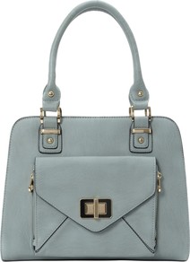 Front Pocket Frame Grab Handbag - predominant colour: pistachio; occasions: casual, evening, work, occasion; type of pattern: standard; style: metal frame bag; length: handle; size: standard; material: faux leather; embellishment: zips; pattern: plain; finish: plain