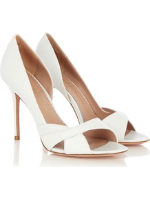 Calypso Shoe - predominant colour: white; occasions: evening, occasion; material: leather; heel height: high; heel: stiletto; toe: open toe/peeptoe; style: courts; finish: plain; pattern: plain