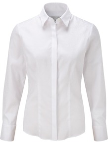 White Paisley Shirt - neckline: shirt collar/peter pan/zip with opening; pattern: plain; style: shirt; predominant colour: white; occasions: casual, work; length: standard; fibres: cotton - 100%; fit: tailored/fitted; sleeve length: long sleeve; sleeve style: standard; texture group: cotton feel fabrics; trends: tuxedo; pattern type: fabric; pattern size: standard