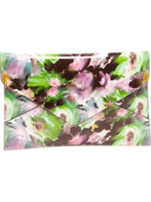 Katie Oversized Patent Floral Envelope Clutch - occasions: evening, occasion; predominant colour: multicoloured; type of pattern: heavy; style: clutch; length: hand carry; size: standard; material: faux leather; pattern: florals; trends: high impact florals; finish: patent