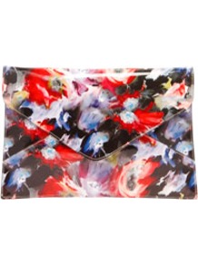 Katie Oversized Patent Floral Envelope Clutch - occasions: evening, occasion; predominant colour: multicoloured; type of pattern: heavy; style: clutch; length: hand carry; size: standard; material: faux leather; pattern: florals; trends: high impact florals; finish: patent