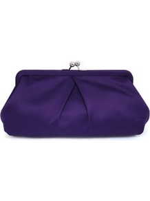Soft Clutch Bag - predominant colour: aubergine; occasions: evening, occasion; type of pattern: standard; style: clutch; length: handle; size: small; material: satin; pattern: plain; finish: plain