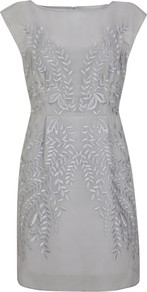 Organza Overlay Dress, Silver - style: shift; length: mid thigh; neckline: round neck; sleeve style: capped; fit: tailored/fitted; pattern: plain; predominant colour: mid grey; occasions: evening, occasion; fibres: silk - 100%; sleeve length: sleeveless; texture group: sheer fabrics/chiffon/organza etc.; pattern type: fabric; pattern size: standard; embellishment: embroidered