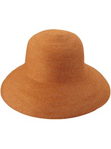 Women Paper Floppy Hat 24 Orange - predominant colour: bright orange; occasions: casual, holiday; type of pattern: standard; style: wide brimmed; size: large; material: macrame/raffia/straw; pattern: plain
