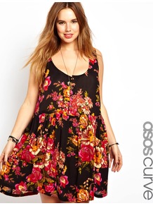 Curve Pinafore Sundress In Floral Print - fit: loose; sleeve style: sleeveless; style: sundress; back detail: racer back/sports back; bust detail: buttons at bust (in middle at breastbone)/zip detail at bust; secondary colour: hot pink; occasions: casual, holiday; length: just above the knee; neckline: scoop; fibres: viscose/rayon - 100%; predominant colour: multicoloured; sleeve length: sleeveless; trends: high impact florals; pattern type: fabric; pattern size: standard; pattern: florals; texture group: other - light to midweight