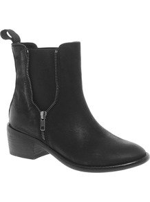 Azora Leather Chelsea Ankle Boots - predominant colour: black; occasions: casual; material: leather; heel height: mid; embellishment: zips; heel: block; toe: round toe; boot length: ankle boot; style: standard; finish: plain; pattern: plain