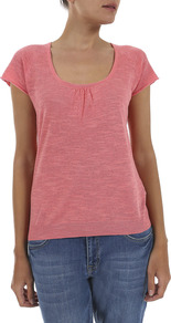 Linen Cotton Scoop T Shirt - pattern: plain; style: t-shirt; bust detail: ruching/gathering/draping/layers/pintuck pleats at bust; predominant colour: pink; occasions: casual, holiday; length: standard; neckline: scoop; fibres: linen - 100%; fit: body skimming; sleeve length: short sleeve; sleeve style: standard; pattern type: fabric; texture group: jersey - stretchy/drapey