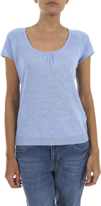 Linen Cotton Scoop T Shirt - pattern: plain; style: t-shirt; predominant colour: pale blue; occasions: casual; length: standard; neckline: scoop; fibres: linen - mix; fit: body skimming; sleeve length: short sleeve; sleeve style: standard; texture group: cotton feel fabrics; pattern type: fabric