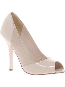 Peachey High Heels With Peep Toe - predominant colour: nude; occasions: evening, work, occasion; material: faux leather; heel height: high; heel: stiletto; toe: open toe/peeptoe; style: courts; finish: plain; pattern: colourblock