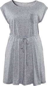 + Dress - style: t-shirt; neckline: round neck; fit: loose; pattern: plain; waist detail: belted waist/tie at waist/drawstring; predominant colour: mid grey; occasions: casual; length: just above the knee; fibres: cotton - 100%; sleeve length: short sleeve; sleeve style: standard; pattern type: fabric; texture group: jersey - stretchy/drapey