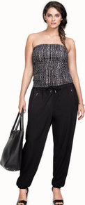 + Trousers - length: standard; pattern: plain; style: tracksuit pants; waist detail: belted waist/tie at waist/drawstring; waist: mid/regular rise; predominant colour: black; occasions: casual; fibres: polyester/polyamide - stretch; texture group: crepes; fit: baggy; pattern type: fabric