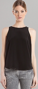 Top Etoile - pattern: plain; sleeve style: sleeveless; back detail: contrast pattern/fabric at back; predominant colour: black; occasions: casual, evening; length: standard; style: top; fibres: viscose/rayon - 100%; fit: body skimming; neckline: crew; sleeve length: sleeveless; texture group: silky - light; pattern type: fabric
