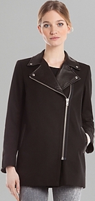 Coat Mathilde - pattern: plain; length: below the bottom; style: double breasted; hip detail: front pockets at hip; collar: standard lapel/rever collar; shoulder detail: contrast pattern/fabric at shoulder; secondary colour: silver; predominant colour: black; occasions: casual, work; fit: straight cut (boxy); fibres: cotton - 100%; waist detail: fitted waist; bust detail: contrast pattern/fabric/detail at bust; sleeve length: long sleeve; sleeve style: standard; texture group: canvas/hessian; collar break: medium; pattern type: fabric; embellishment: studs