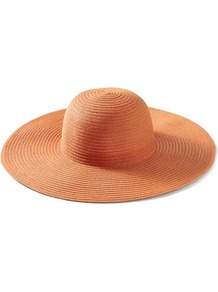 Nina Sunhat - predominant colour: coral; occasions: casual, holiday; type of pattern: standard; style: sunhat; size: large; material: fabric; pattern: plain