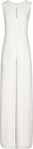 Francesca Wide Leg Jumpsuit - fit: tailored/fitted; pattern: plain; sleeve style: sleeveless; length: extra long; predominant colour: ivory; occasions: evening, occasion; neckline: peep hole neckline; fibres: viscose/rayon - 100%; sleeve length: sleeveless; style: jumpsuit; pattern type: fabric; texture group: other - light to midweight