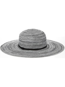 Wide Brim Spiral Hat - secondary colour: white; predominant colour: black; occasions: casual, occasion, holiday; type of pattern: standard; style: wide brimmed; size: large; material: macrame/raffia/straw; pattern: patterned/print