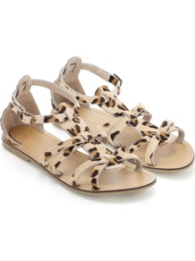 Rio Sandal - secondary colour: tan; predominant colour: nude; occasions: casual, holiday; material: animal skin; heel height: flat; ankle detail: ankle strap; heel: standard; toe: open toe/peeptoe; style: strappy; finish: plain; pattern: animal print