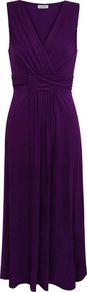 Women's Twist Detail Maxi Dress, Dark Purple - neckline: v-neck; pattern: plain; sleeve style: sleeveless; style: maxi dress; length: ankle length; waist detail: fitted waist; predominant colour: aubergine; occasions: evening, occasion; fit: body skimming; fibres: viscose/rayon - stretch; hip detail: soft pleats at hip/draping at hip/flared at hip; sleeve length: sleeveless; pattern type: fabric; texture group: jersey - stretchy/drapey