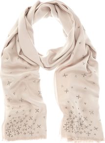 Stone Beaded Pashmina, Stone - predominant colour: stone; occasions: casual, evening, work, occasion; type of pattern: light; style: pashmina; size: standard; material: fabric; embellishment: beading; pattern: plain