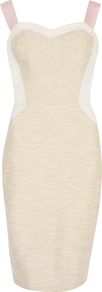 Women's Zellda Boucle Bodice Dress, Green - style: shift; fit: tailored/fitted; pattern: plain; sleeve style: sleeveless; neckline: sweetheart; predominant colour: ivory; secondary colour: nude; occasions: evening, occasion; length: just above the knee; fibres: cotton - stretch; sleeve length: sleeveless; texture group: jersey - stretchy/drapey