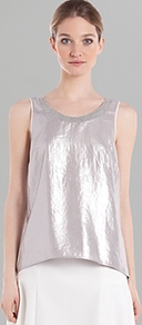 Tank Eloise Metallic - pattern: plain; sleeve style: sleeveless; back detail: cowl/draping/scoop at back; style: vest top; shoulder detail: contrast pattern/fabric at shoulder; predominant colour: champagne; occasions: casual, evening, occasion, holiday; length: standard; neckline: scoop; fibres: polyester/polyamide - 100%; fit: body skimming; sleeve length: sleeveless; texture group: silky - light; trends: metallics; pattern type: fabric