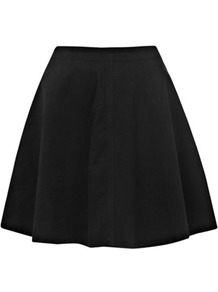 Black Skater Skirt - length: mid thigh; pattern: plain; fit: loose/voluminous; waist: high rise; predominant colour: black; occasions: casual, evening, holiday; style: a-line; fibres: cotton - 100%; hip detail: soft pleats at hip/draping at hip/flared at hip; texture group: cotton feel fabrics; pattern type: fabric