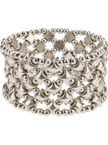 'Alberta' Cuff - predominant colour: silver; occasions: evening, work, occasion, holiday; style: bangle; size: large/oversized; material: chain/metal; trends: metallics; finish: metallic; embellishment: chain/metal