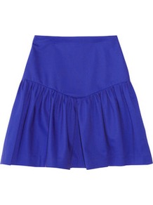Journaliste Ruffled Cotton Blend Mini Skirt - length: mid thigh; pattern: plain; fit: body skimming; waist detail: wide waistband/cummerbund; waist: mid/regular rise; predominant colour: royal blue; occasions: casual, holiday; style: mini skirt; fibres: cotton - stretch; hip detail: ruffles/tiers/tie detail at hip; pattern type: fabric; texture group: jersey - stretchy/drapey