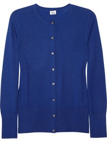 Cashmere Cardigan - neckline: round neck; pattern: plain; predominant colour: royal blue; occasions: casual, work; length: standard; style: standard; fit: standard fit; fibres: cashmere - 100%; sleeve length: long sleeve; sleeve style: standard; texture group: knits/crochet; pattern type: knitted - fine stitch