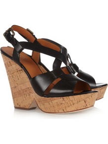 Fernando Leather Cutout Wedge Sandals - predominant colour: black; occasions: casual, evening, holiday; material: leather; ankle detail: ankle strap; heel: wedge; toe: open toe/peeptoe; style: strappy; finish: plain; pattern: plain; heel height: very high