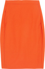 Cotton Crepe Pencil Skirt - pattern: plain; style: pencil; fit: tailored/fitted; waist: high rise; predominant colour: bright orange; occasions: evening; length: just above the knee; fibres: cotton - 100%; texture group: crepes; pattern type: fabric