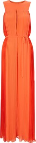 Miribelle Maxi Dress - neckline: round neck; pattern: plain; sleeve style: sleeveless; style: maxi dress; waist detail: belted waist/tie at waist/drawstring; predominant colour: bright orange; occasions: evening, occasion, holiday; length: floor length; fit: body skimming; fibres: polyester/polyamide - 100%; sleeve length: sleeveless; texture group: silky - light; pattern type: fabric
