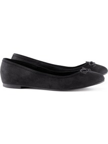 Ballet Pumps - predominant colour: black; occasions: casual, evening, work, holiday; material: fabric; heel height: flat; toe: round toe; style: ballerinas / pumps; finish: plain; pattern: plain; embellishment: bow