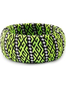 Bracelet - predominant colour: lime; secondary colour: black; occasions: casual, evening, work, occasion, holiday; style: bangle; size: large/oversized; material: fabric; trends: fluorescent; finish: fluorescent; embellishment: beading