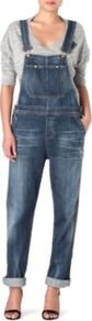 Quincy Dungarees - length: standard; sleeve style: wide vest straps; fit: loose; pattern: plain; predominant colour: denim; occasions: casual; sleeve length: sleeveless; texture group: denim; style: dungarees; neckline: low square neck; bust detail: dungaree top; pattern type: fabric; fibres: cashmere - stretch