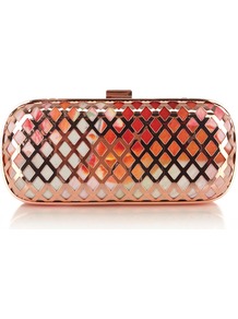 Bianco Clutch - secondary colour: gold; occasions: evening, occasion; predominant colour: multicoloured; type of pattern: standard; style: clutch; length: hand carry; size: standard; material: fabric; pattern: florals; trends: high impact florals; finish: plain