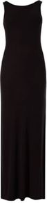V Back Maxi Dress Black - pattern: plain; sleeve style: sleeveless; style: maxi dress; predominant colour: black; occasions: casual, evening; length: floor length; fit: body skimming; fibres: viscose/rayon - stretch; neckline: crew; sleeve length: sleeveless; texture group: jersey - stretchy/drapey