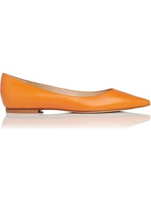 Ivana Leather Point Toe Flat Orange - predominant colour: mustard; occasions: casual, work, holiday; material: leather; heel height: flat; toe: pointed toe; style: ballerinas / pumps; finish: plain; pattern: plain