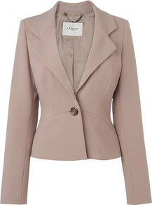 Kathy Single Button Jacket Brown Mocha - pattern: plain; style: single breasted blazer; collar: standard lapel/rever collar; predominant colour: taupe; occasions: work, occasion; length: standard; fit: tailored/fitted; fibres: polyester/polyamide - stretch; back detail: back vent/flap at back; sleeve length: long sleeve; sleeve style: standard; collar break: low/open; pattern type: fabric; texture group: woven light midweight
