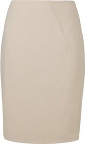 Kathy Pencil Skirt Brown Soft Biscuit - pattern: plain; style: pencil; fit: tailored/fitted; waist: mid/regular rise; predominant colour: stone; occasions: evening, work; length: just above the knee; fibres: polyester/polyamide - stretch; texture group: cotton feel fabrics; pattern type: fabric