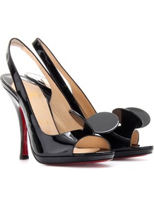Miss Mouse 120 Patent Leather Pumps - predominant colour: black; occasions: evening, occasion; material: leather; heel: stiletto; toe: open toe/peeptoe; style: slingbacks; finish: patent; pattern: plain; heel height: very high