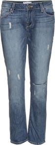 Lydia Jeans - style: straight leg; pattern: plain; waist: low rise; pocket detail: traditional 5 pocket; predominant colour: denim; occasions: casual, holiday; length: ankle length; fibres: cotton - 100%; jeans detail: whiskering, shading down centre of thigh, washed/faded; texture group: denim; pattern type: fabric
