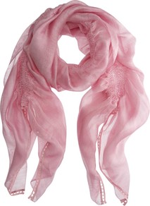 Flamingo Gauzy Scarf, Pink - predominant colour: pink; occasions: evening, occasion; style: regular; size: standard; material: fabric; pattern: plain